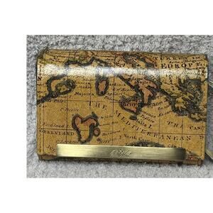Patricia Nash Tan European Map Tri Fold Leather Wallet #66036